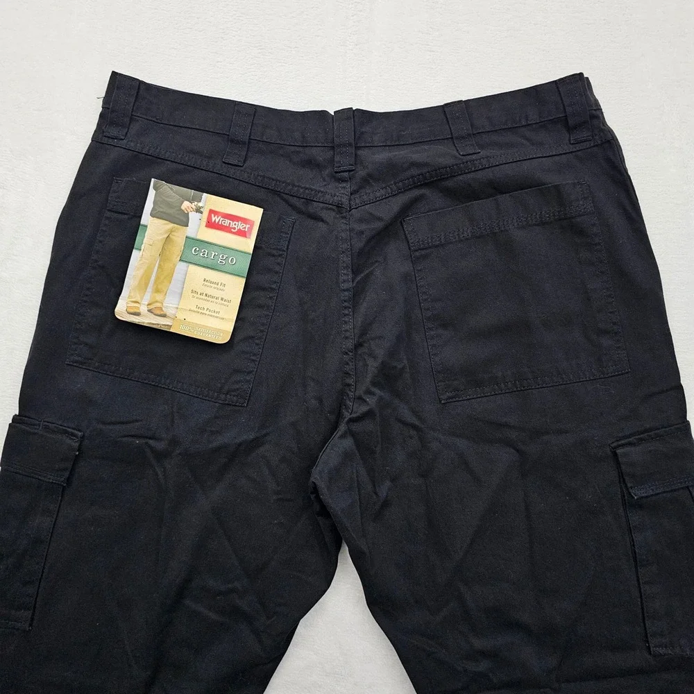 Wrangler Cargo Pants Men 38x32 Black Relaxed Fit Tech Pocket 70LEWBL Cotton‎